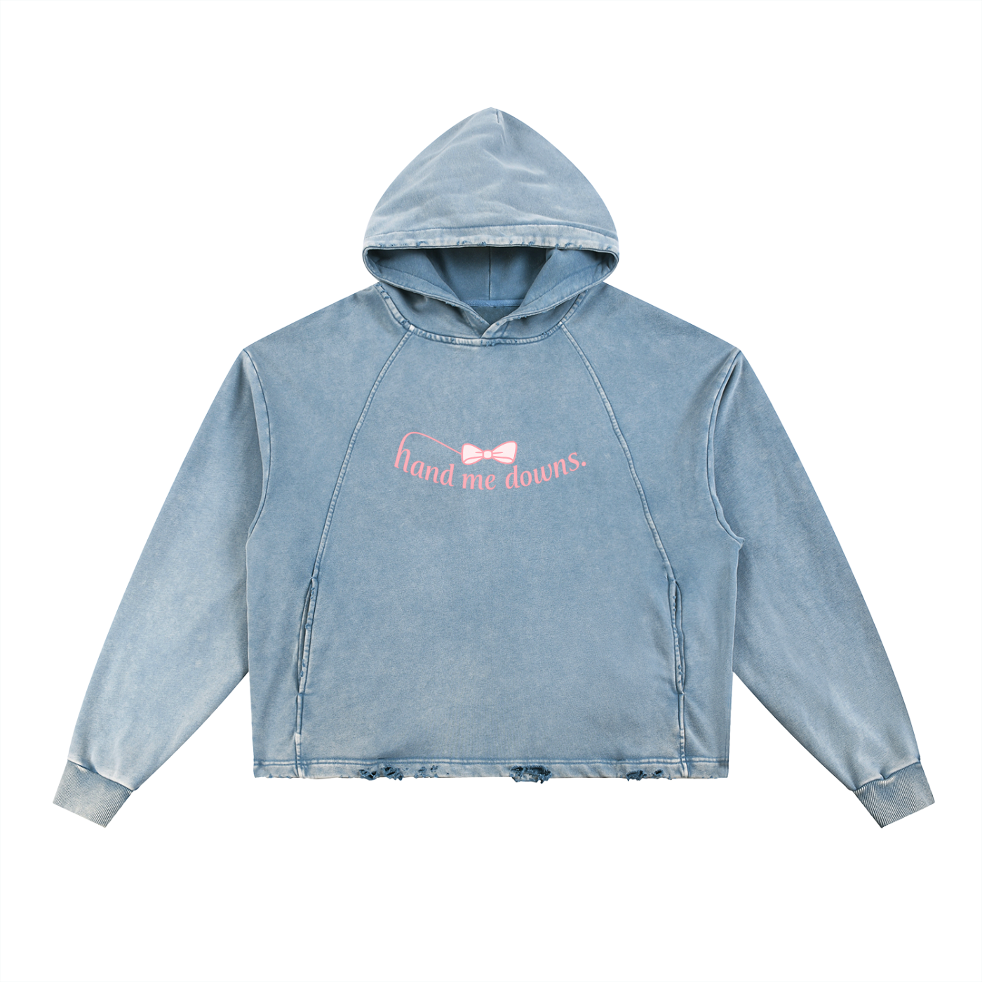 'hand me downs' Vintage Washed Frayed-Hem Hoodie