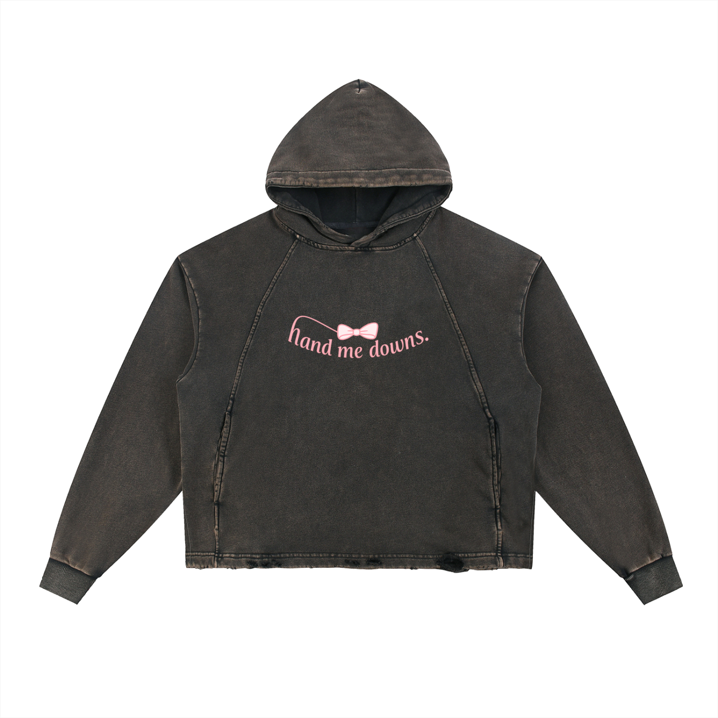 'hand me downs' Vintage Washed Frayed-Hem Hoodie