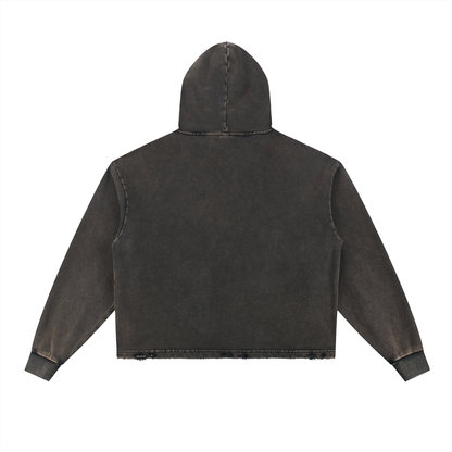'hand me downs' Vintage Washed Frayed-Hem Hoodie