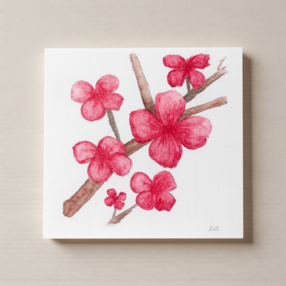 Original 6x6 Watercolor Canvas by Zoee