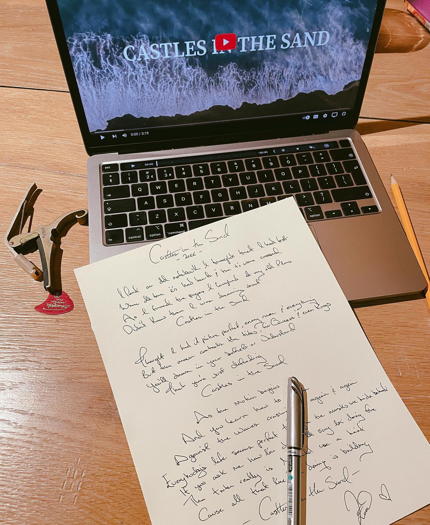 Handwritten Lyric Sheet (Signed)