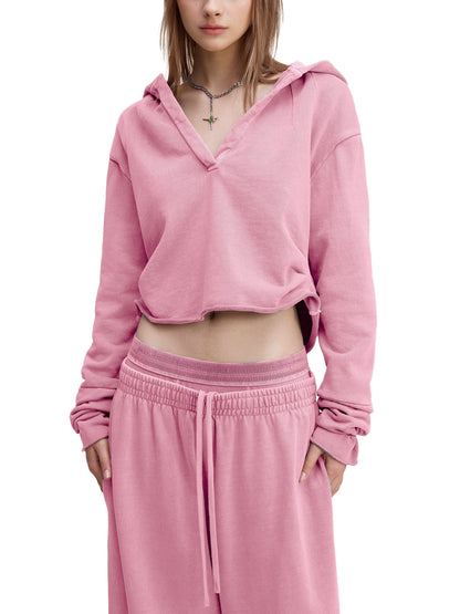 Vintage Washed Raw Edge Hoodie